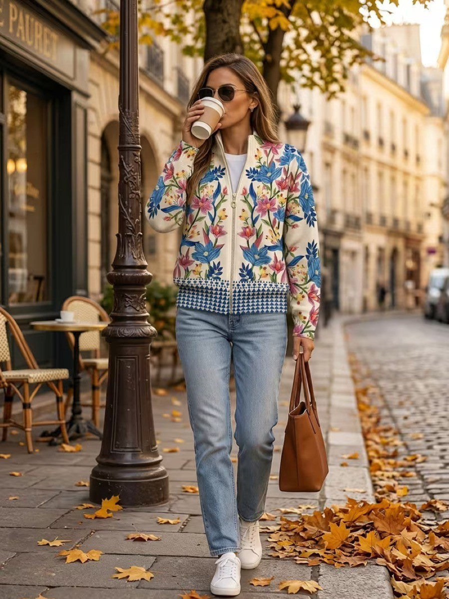 Jorina | Zip-Cardigan mit Wildblumenprint