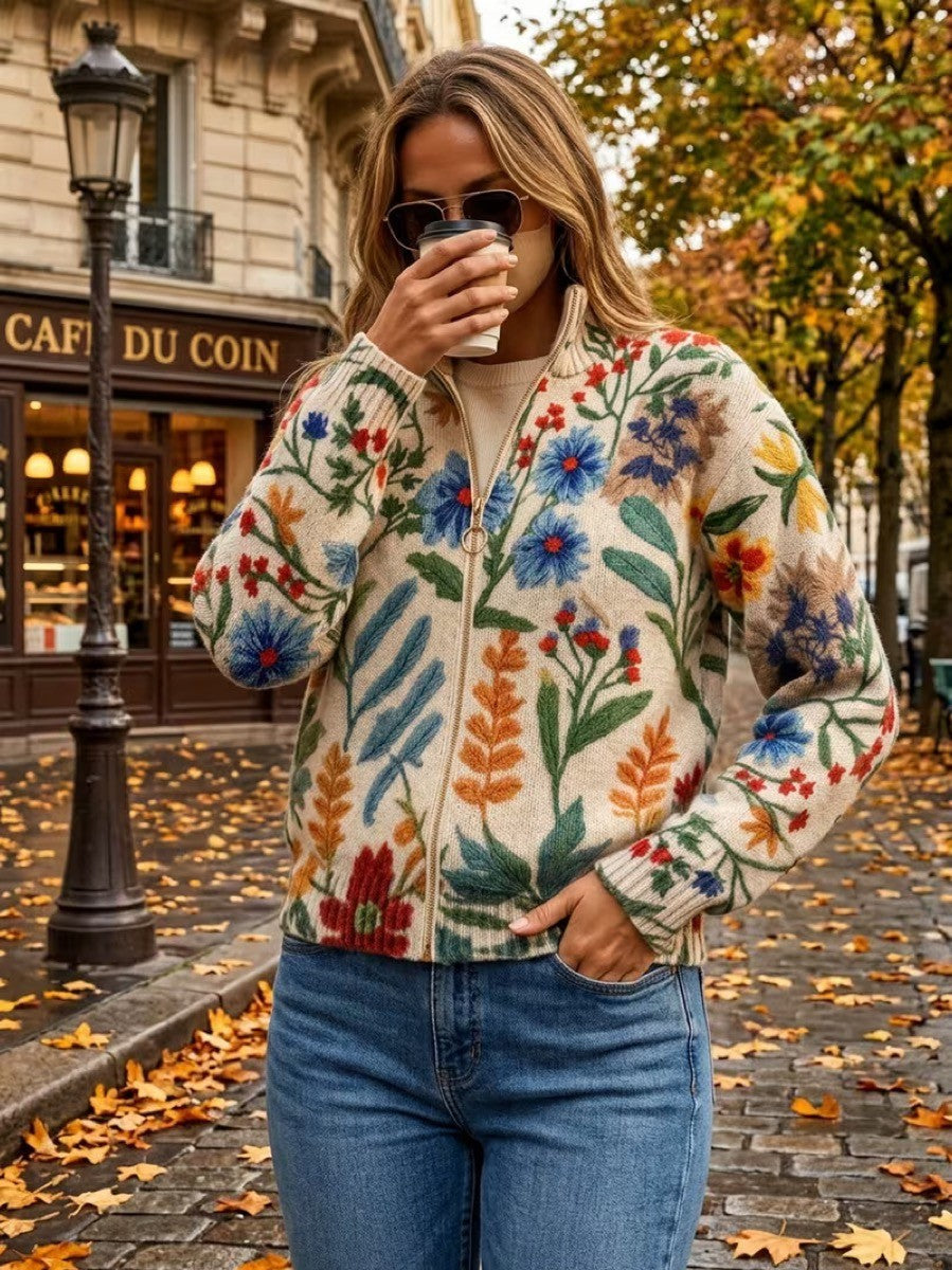 Jorina | Zip-Cardigan mit Wildblumenprint