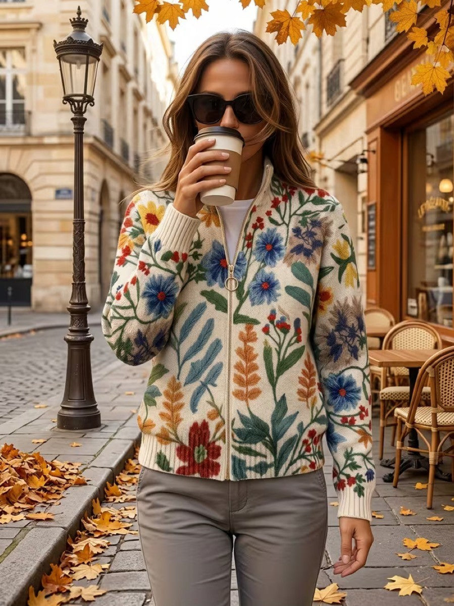 Jorina | Zip-Cardigan mit Wildblumenprint