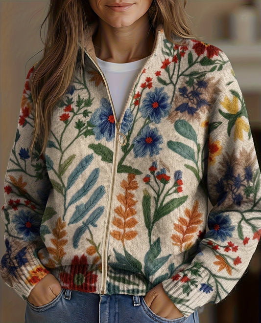 Jorina | Zip-Cardigan mit Wildblumenprint