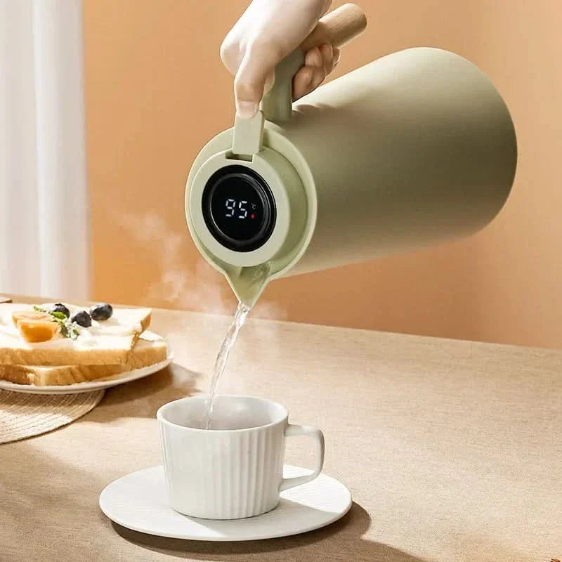 Thermoskanne | 1 Liter Mit Temperaturanzeige | Hält Kaffee & Tee Stundenlang Warm | ThermaVue