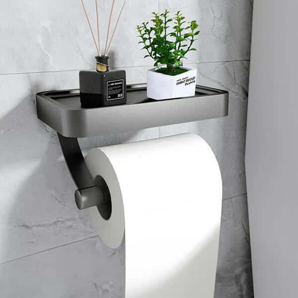 Toilettenpapierhalter | Ablage für Handy & Zubehör | Platzsparend | ShelfRoll