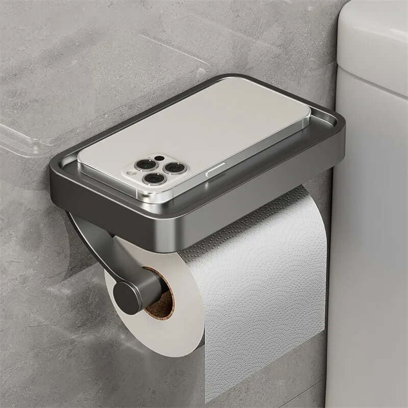 Toilettenpapierhalter | Ablage für Handy & Zubehör | Platzsparend | ShelfRoll