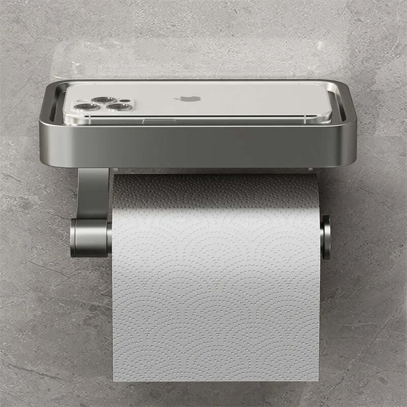 Toilettenpapierhalter | Ablage für Handy & Zubehör | Platzsparend | ShelfRoll