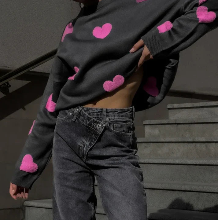 Amélie – Oversized Pullover mit Herz-Design