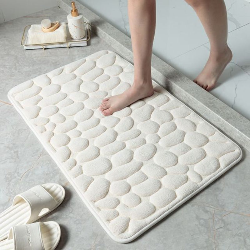 Badematte Memory Foam Kieselstein-Design | Weich, Rutschfest & Schnelltrocknend | 6 Farben, 2 Größen (Mittel/Groß)