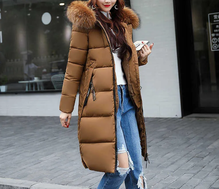 Winterjacke Damen Lang mit Kunstfellkragen