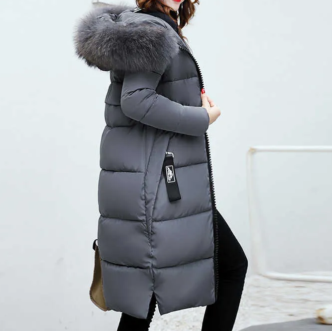 Winterjacke Damen Lang mit Kunstfellkragen