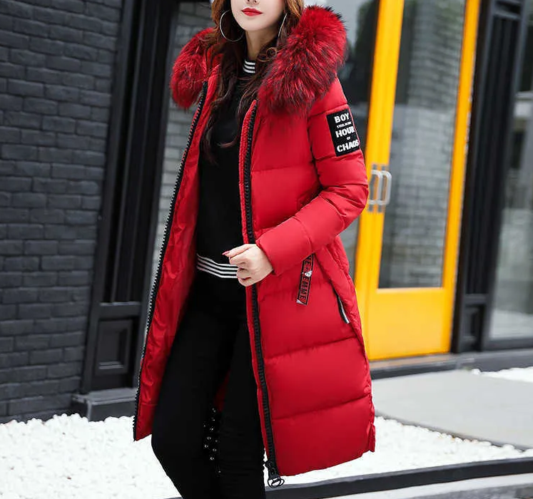 Winterjacke Damen Lang mit Kunstfellkragen