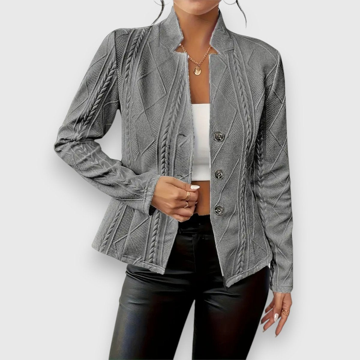 Loretta | Strukturierter Cardigan mit Knopfleiste