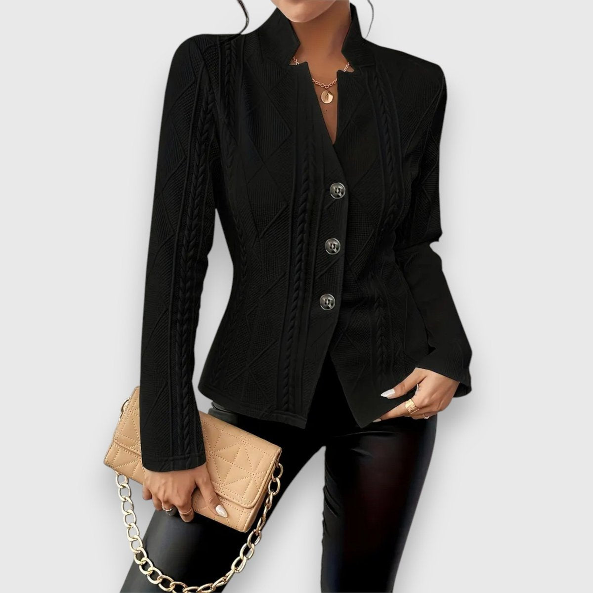 Loretta | Strukturierter Cardigan mit Knopfleiste