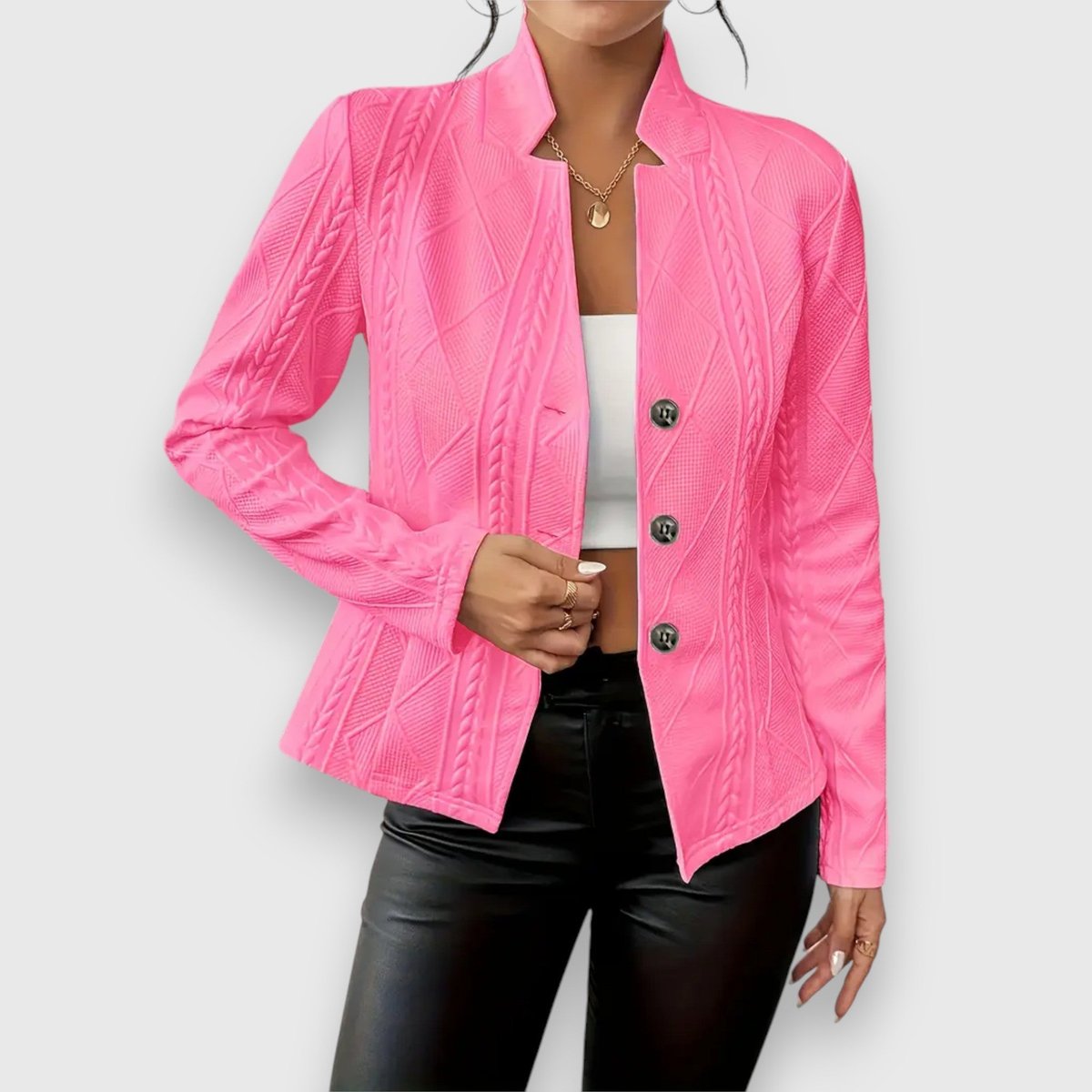 Loretta | Strukturierter Cardigan mit Knopfleiste