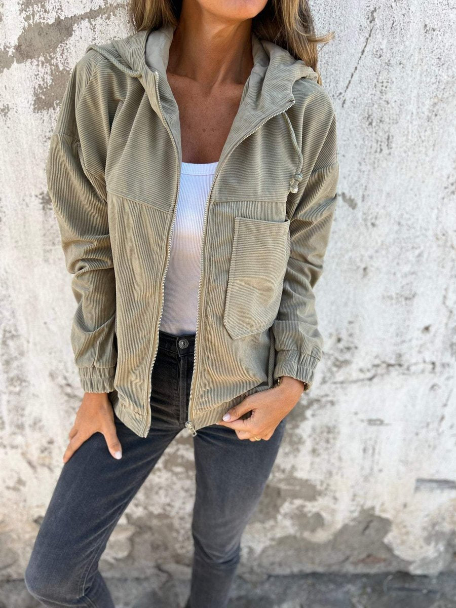 Lauren | Gerippte Kapuzenjacke mit Reißverschluss