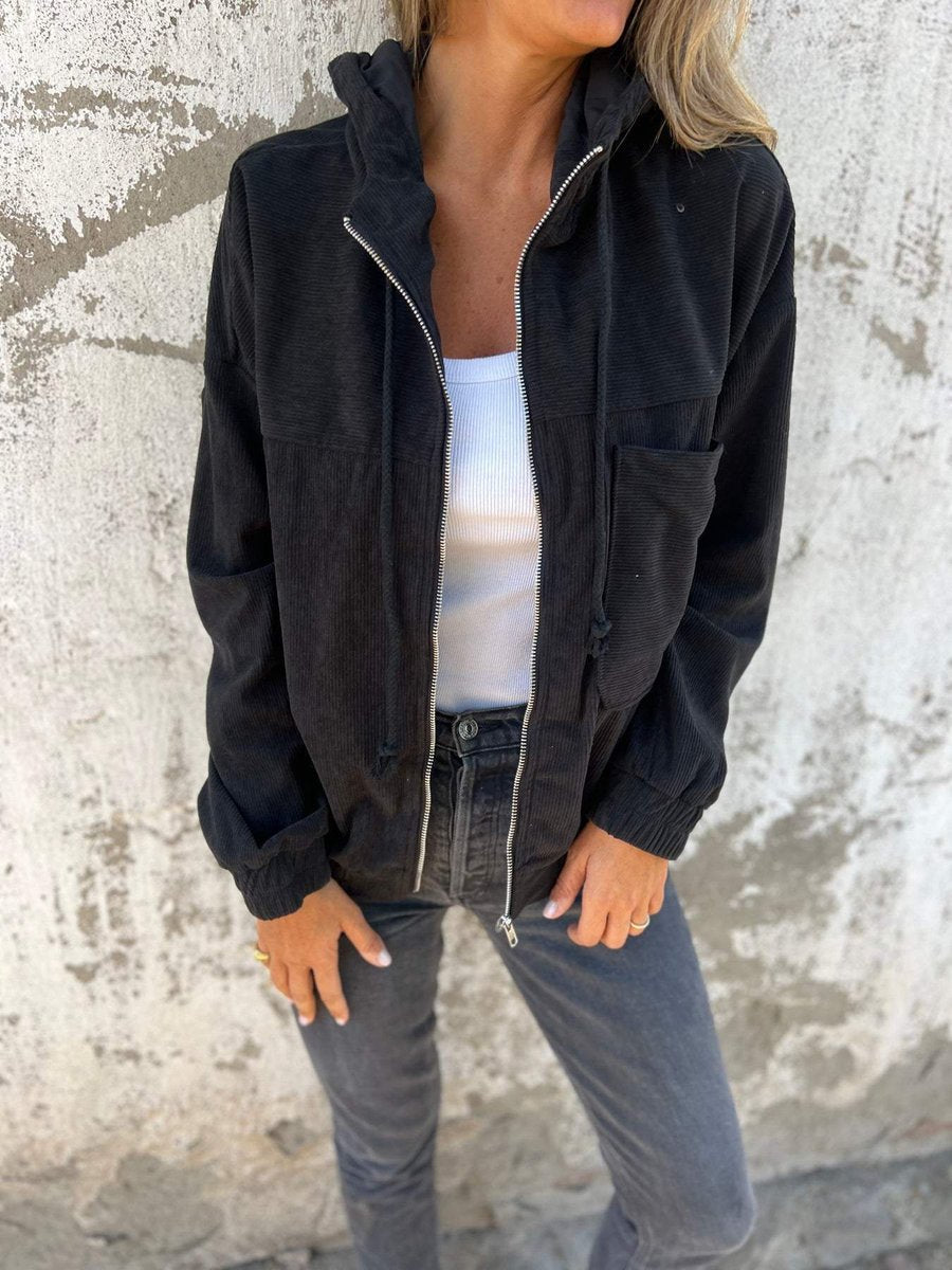 Lauren | Gerippte Kapuzenjacke mit Reißverschluss