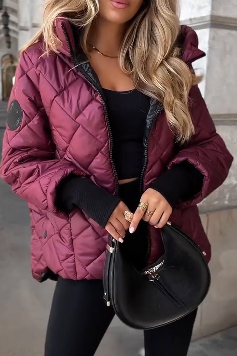 Marina | Diamantgesteppte Kapuzenjacke mit Reißverschluss