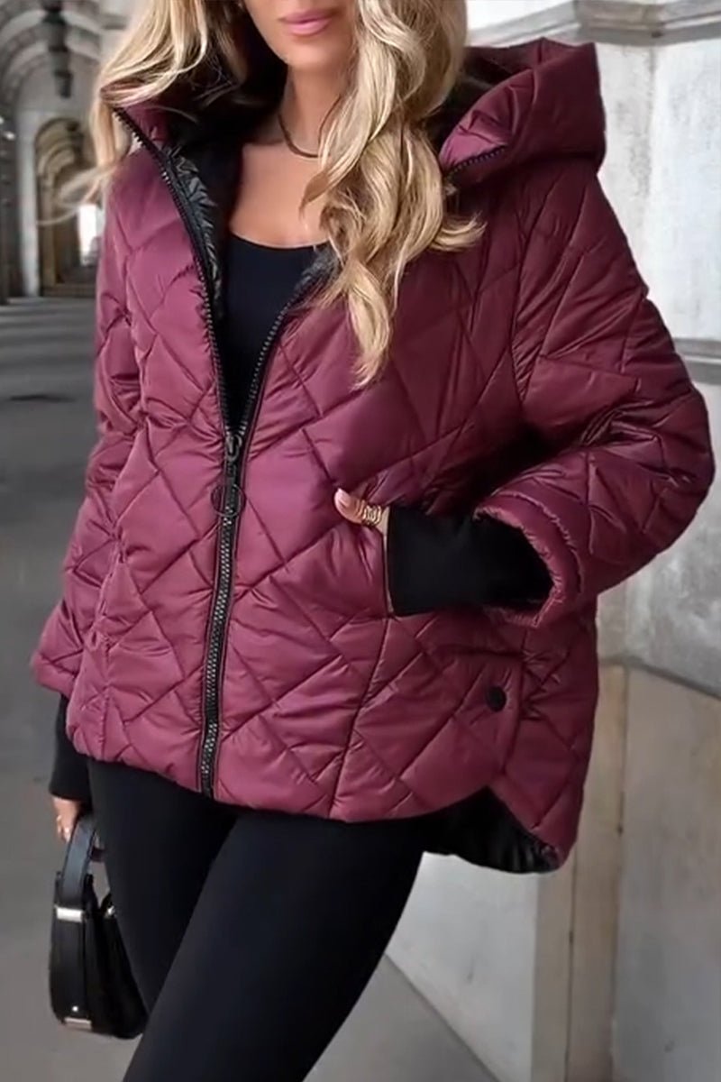 Marina | Diamantgesteppte Kapuzenjacke mit Reißverschluss