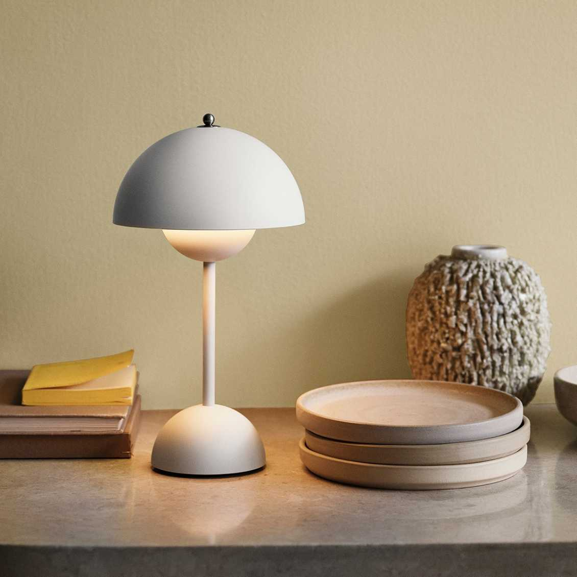 Kabellose LED-Tischlampe | Retro-Pilz-Design | Dimmbar per Touch | LumaShade